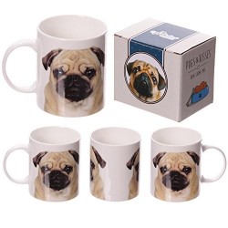 Pug Collection (Carlino Collection)-Pugs & Kisses Bone China Mug (Tazza)